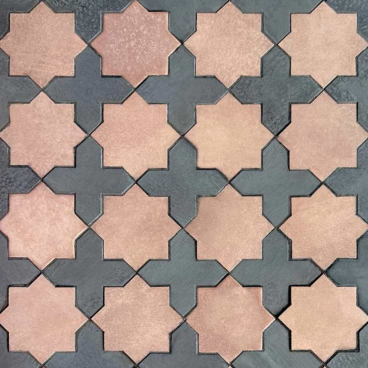 Cantico Mara Terracotta Matte Lava Stone and Cement Mosaic Tile