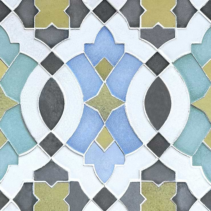 Cantico Nador Multicolor Mixed Finish Lava Stone and Cement Mosaic Tile