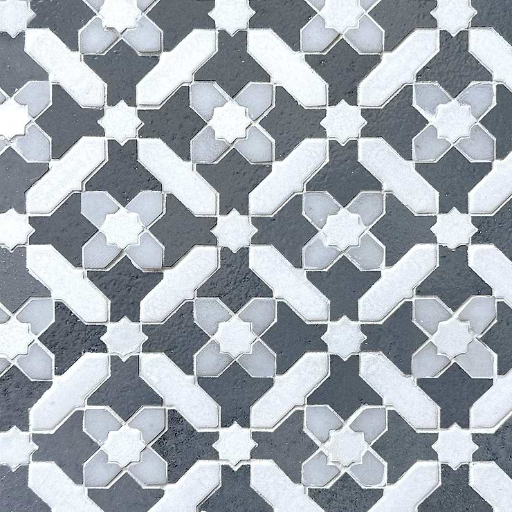 Cantico Safi Cloud Gray Mixed Finish Lava Stone and Cement Mosaic Tile