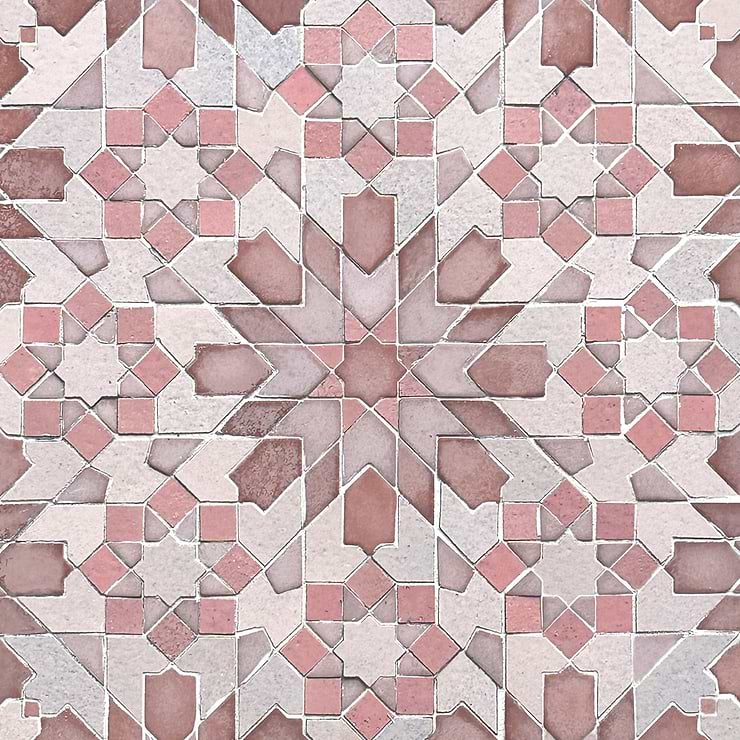 Cantico Taza Terracotta Rosa Mixed Lava Stone and Cement Mosaic Tile