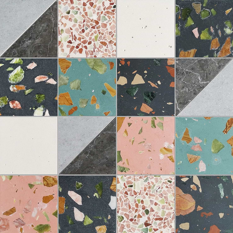 Elizabeth Sutton Artem Lark Multicolor 3x3 Polished & Honed Marble and Terrazzo Mosaic Tile