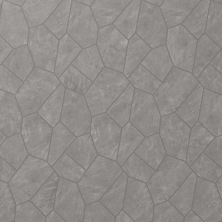Era Slate Gray Organic Pattern Limestone Look Matte Porcelain Mosaic