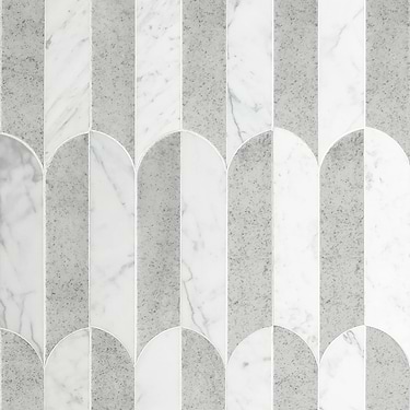 Altos Gray Fish Scale Polished Marble & Mirror Mosaic - Sample