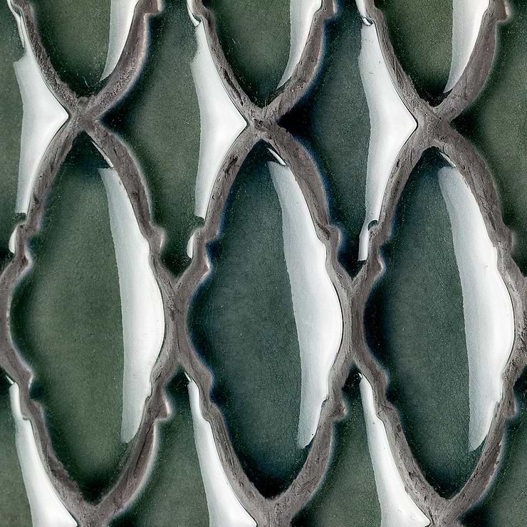 Nabi Valor Deep Emerald Green 2x4 Glossy Crackled Glass Mosaic Tile