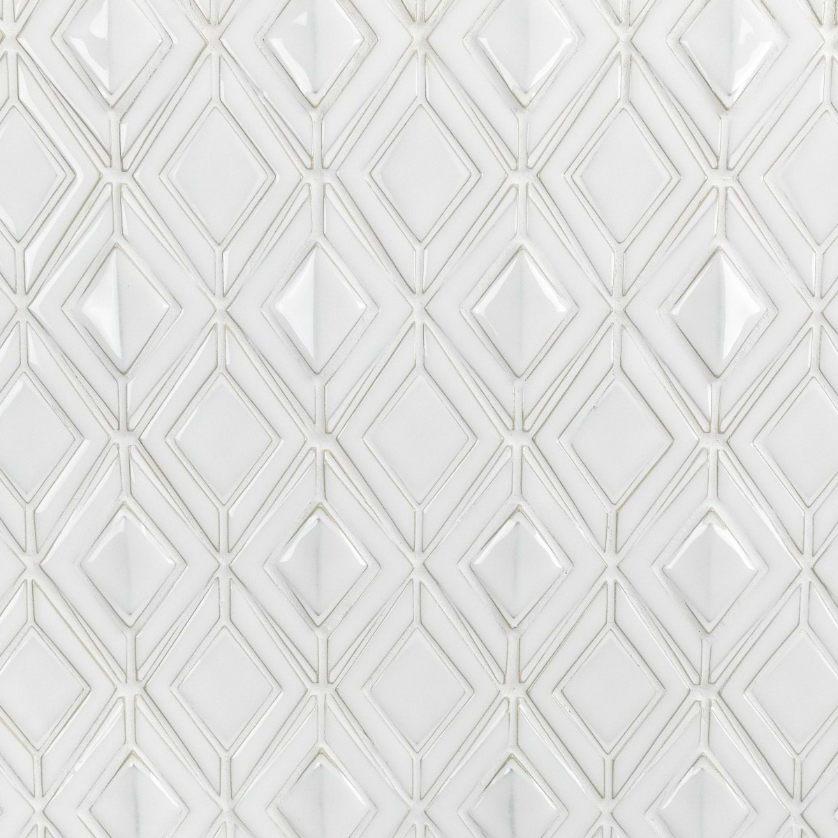 Nabi Jewel Natural White 3D Glossy Glass Mosaic Tile | Tilebar.com