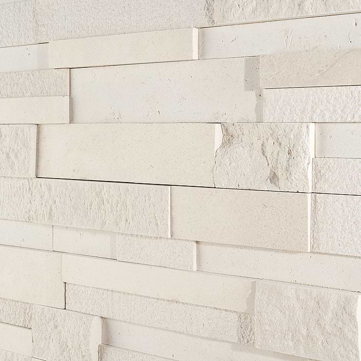 StackStone 3D Ebbor Beige & Cream Marble Ledger Panel Mosaic Wall Tile