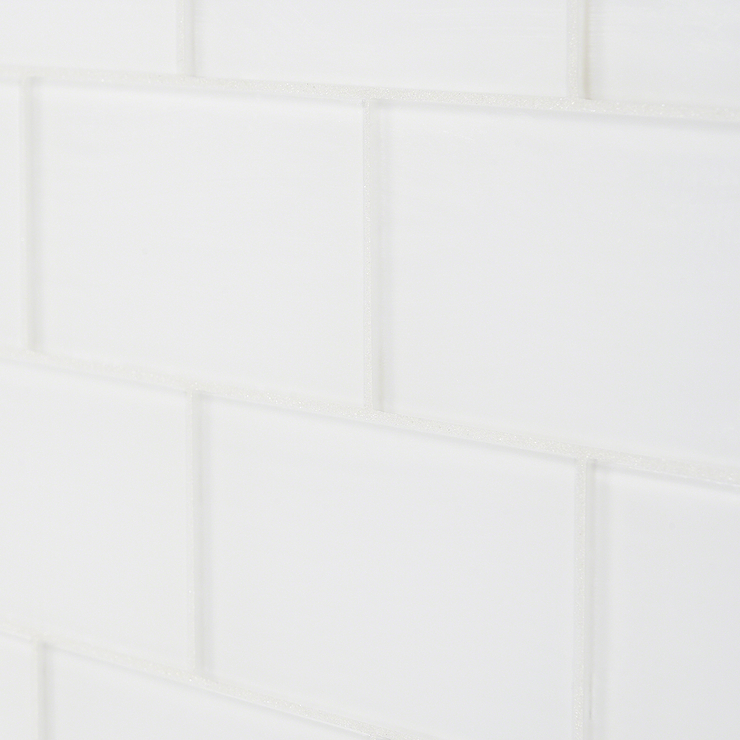 Loft Super White Frosted 3x6 Glass Subway Wall Tile