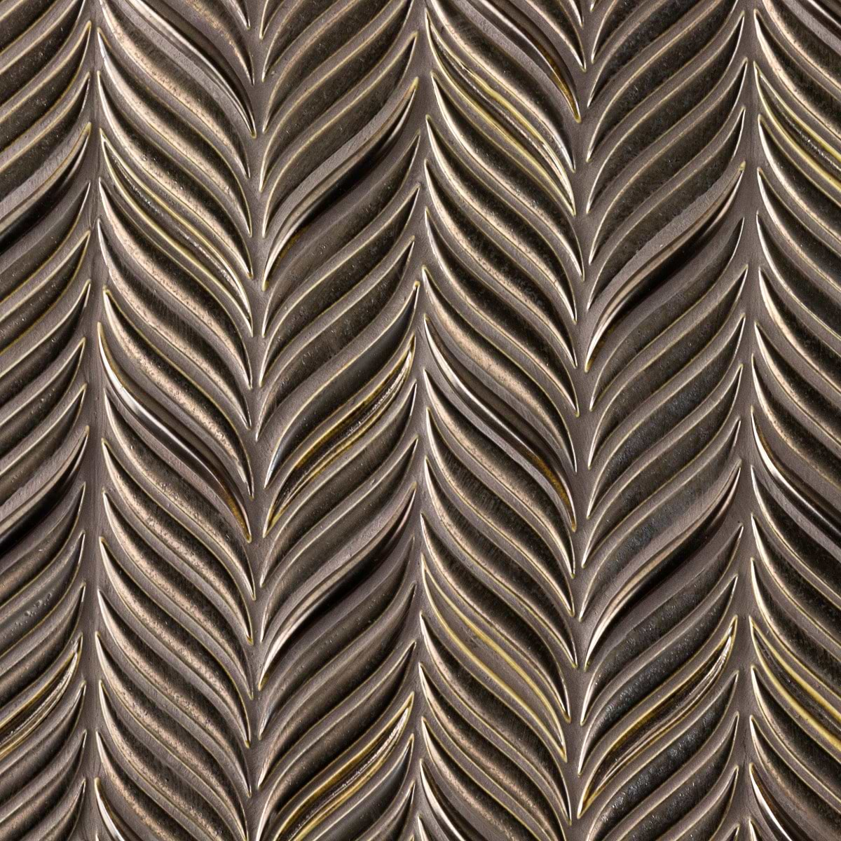 Nabi Alula Metallic Copper Brown Chevron Matte Glass Mosaic Tile