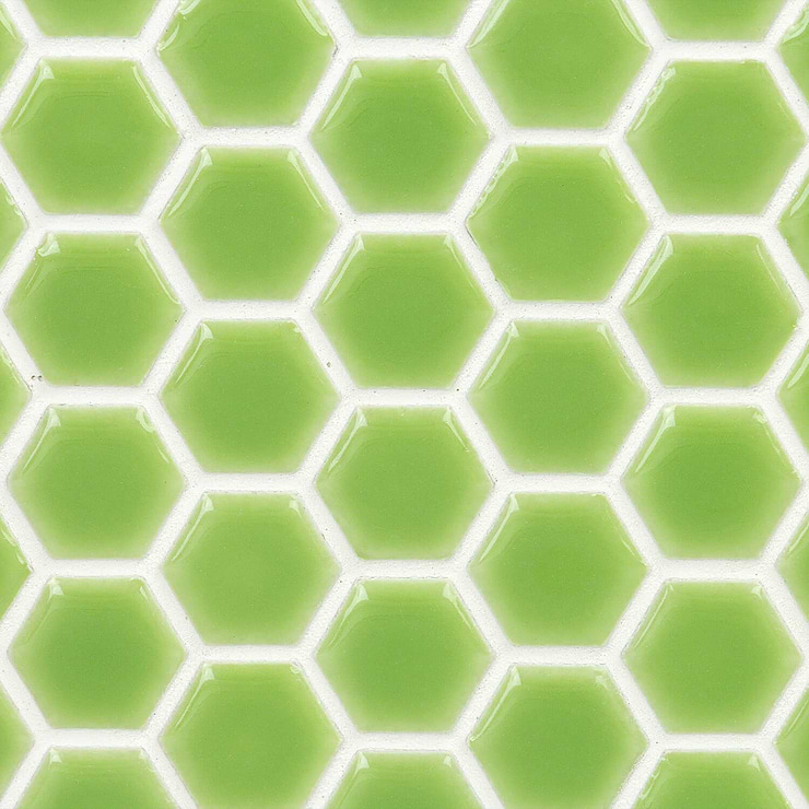 Eden Electric Lime Hexagon Polished Rimmed Ceramic Tile