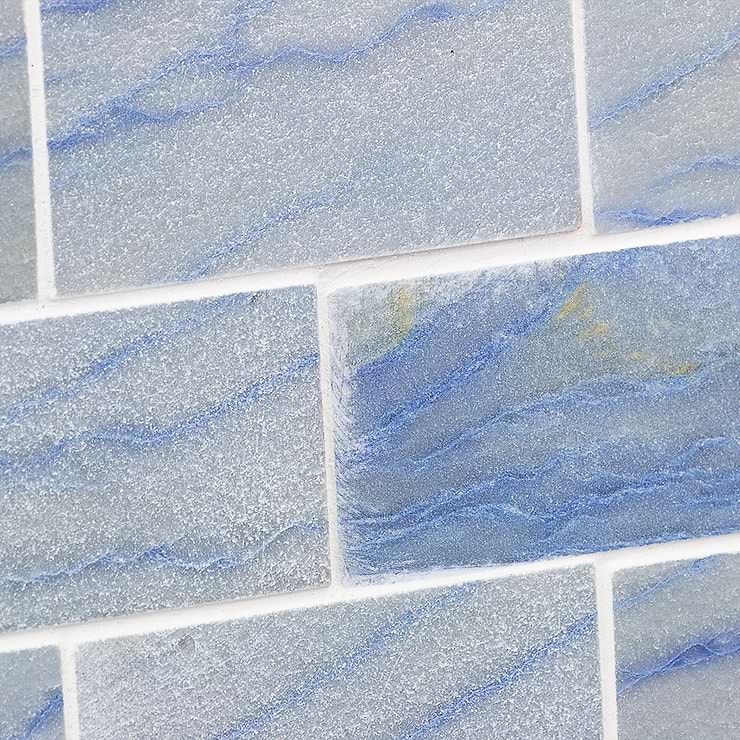 Blue Macauba Big Brick Polished Marble Tile 