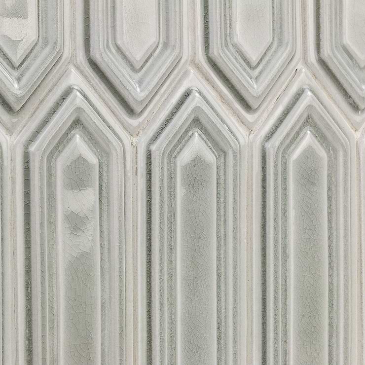 Nabi Picket Tundra Gray 3x9 Glossy Crackled Glass Mosaic Tile