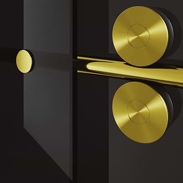 Gemello 60x74 Reversible Sliding Shower Door with Black Glass in Brushed Gold
