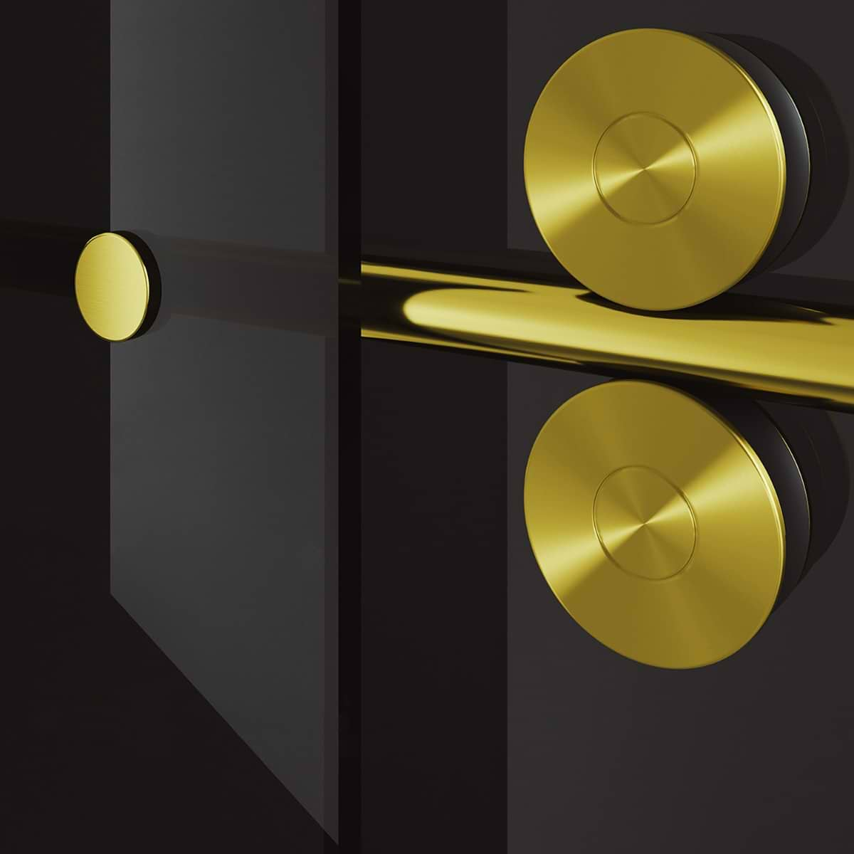 Gemello 72x74 Reversible Sliding Shower Door with Black Glass in Brushed Gold