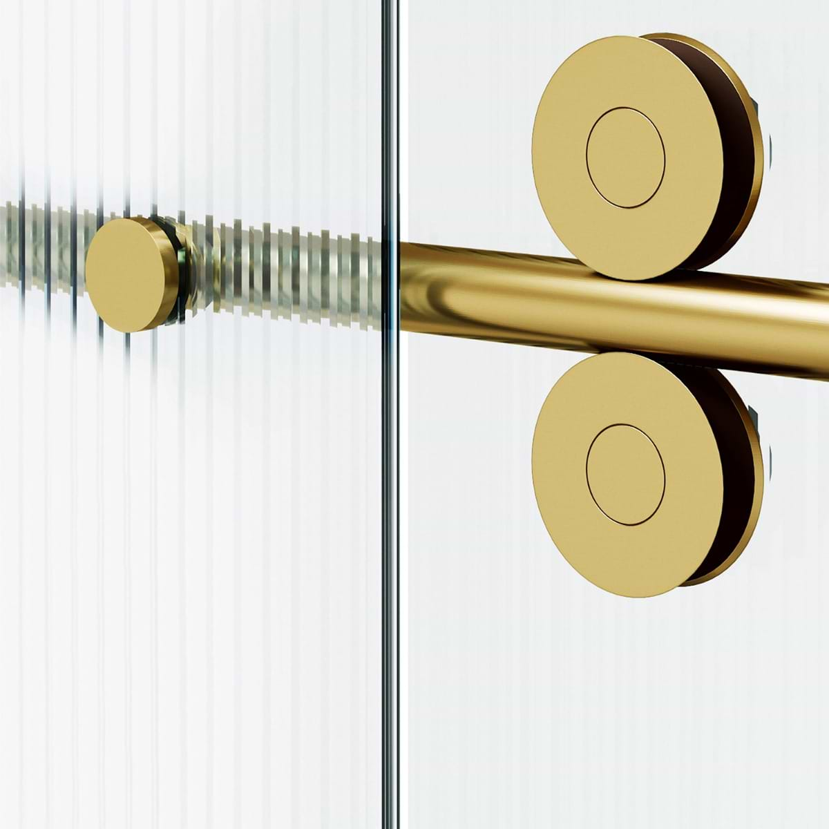 Gemello 60x74 Right Sliding Shower Door with Fluted Glass in Brushed Gold