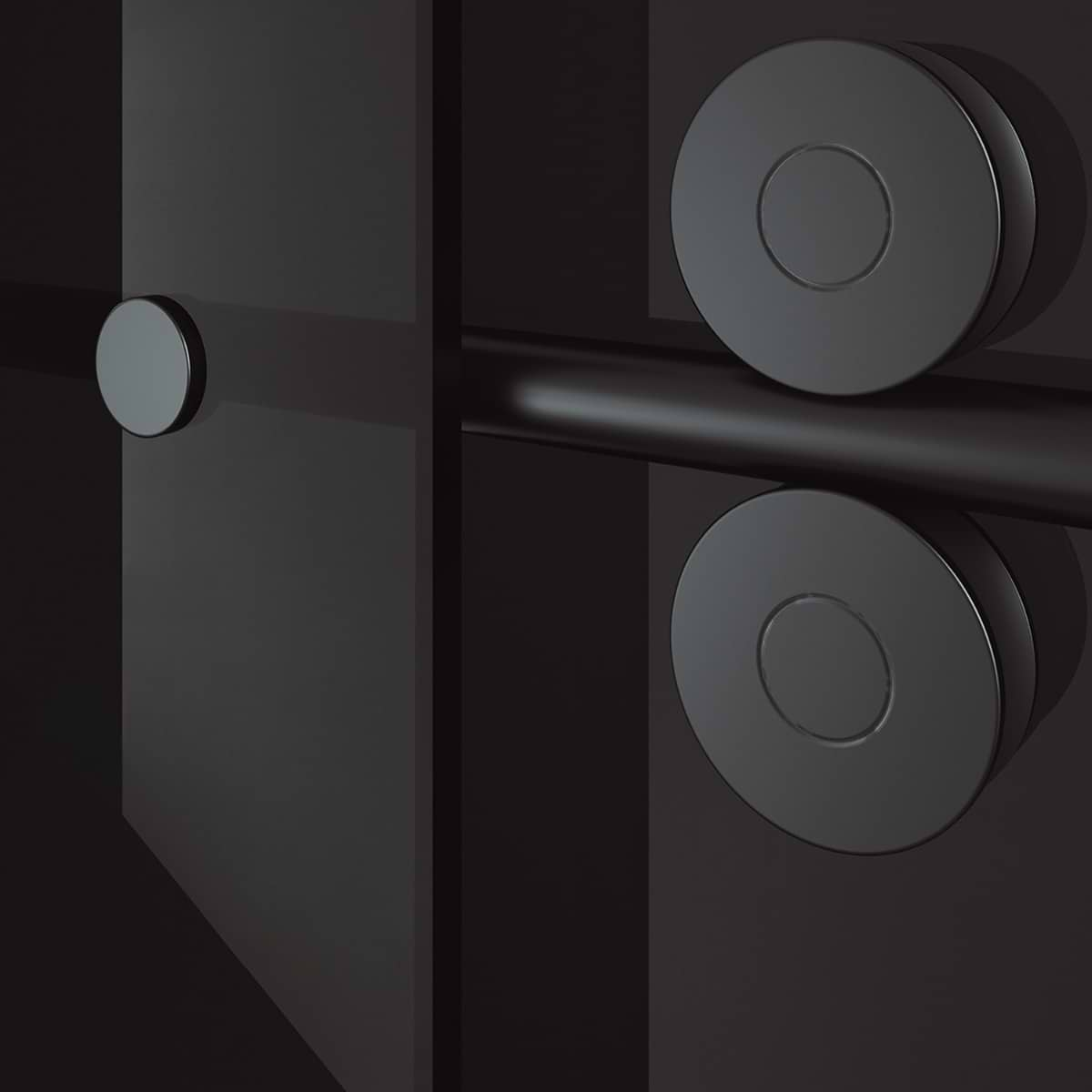 Gemello 60x74 Reversible Sliding Shower Door with Black Glass in Matte Black