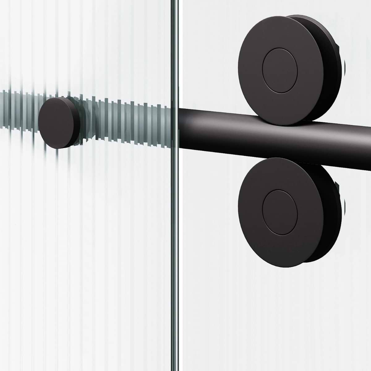 Gemello 60x74 Right Sliding Shower Door with Fluted Glass in Matte Black