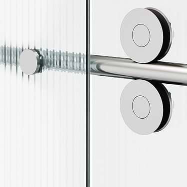 Gemello 60x74 Left Sliding Shower Door with Fluted Glass in Stainless Steel