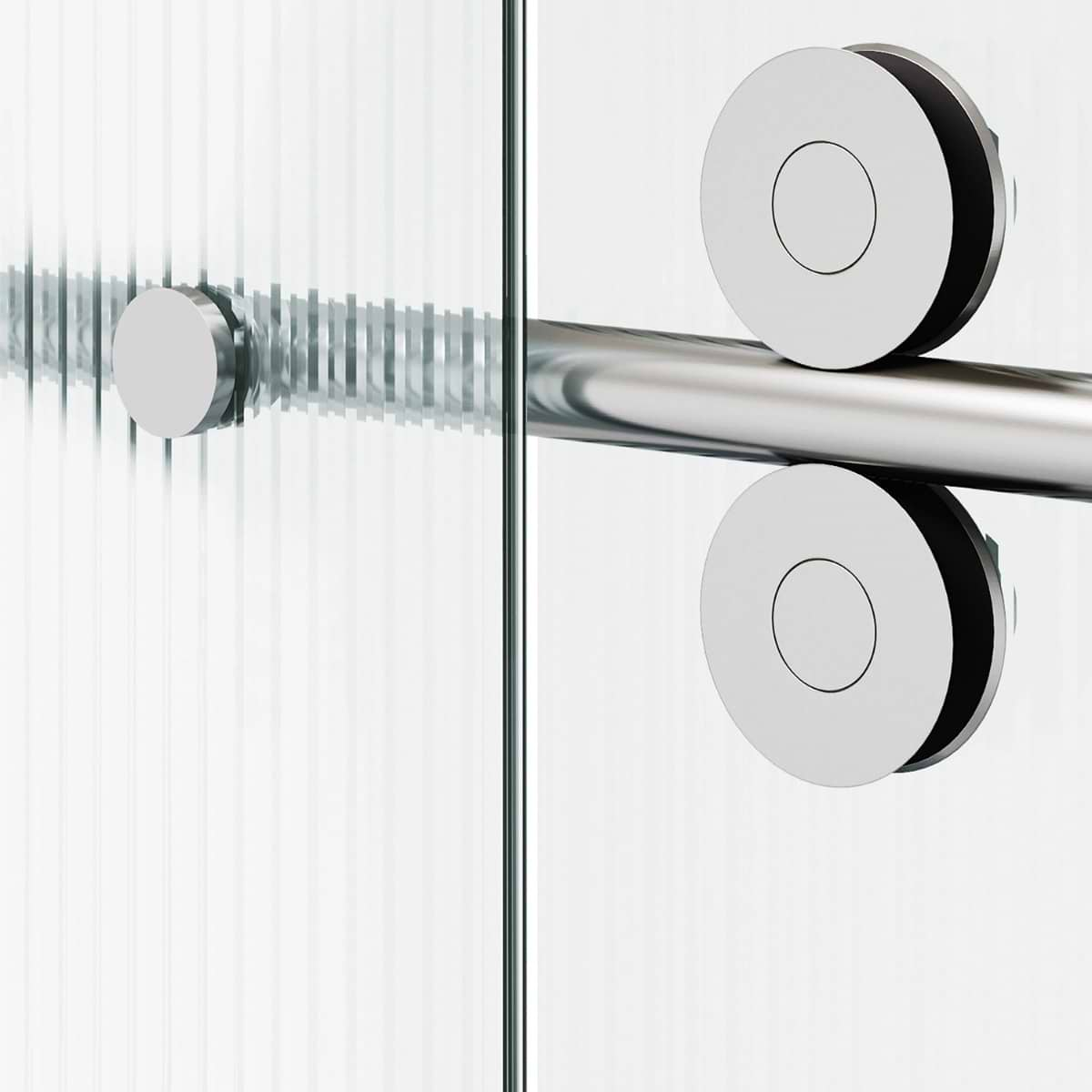 Gemello 60x74 Right Sliding Shower Door with Fluted Glass in Stainless Steel