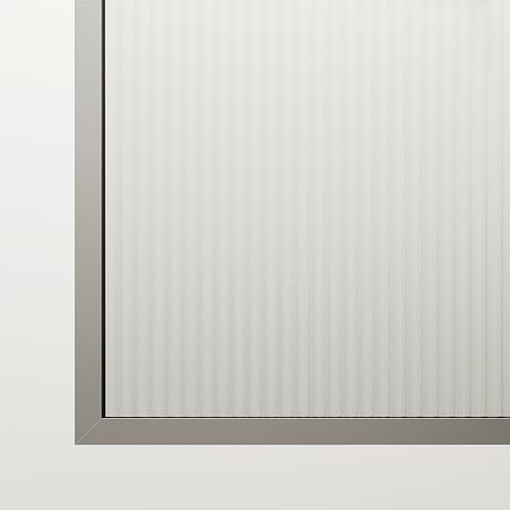 Finestra 34x74 Reversible Fixed Shower Door with Fluted Glass in Stainless Steel