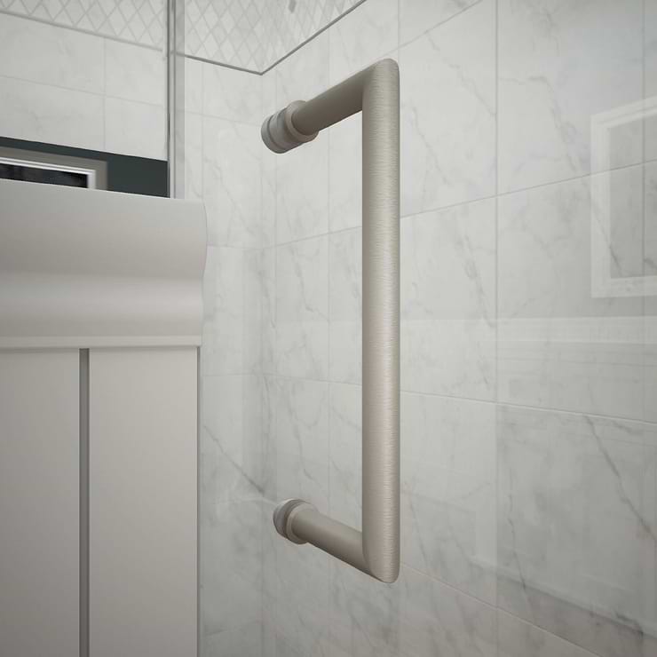 DreamLine Unidoor Plus 55-55.5x72" Reversible Hinged Shower Alcove Door with Clear Glass in Brushed Nickel