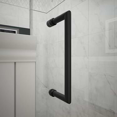 Unidoor Plus 56.5-57x72" Reversible Hinged Shower Alcove Door with Clear Glass in Satin Black by DreamLine