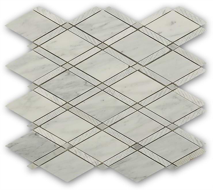 Imperial Carrara White Polished Textured Marble Mosaic Tile