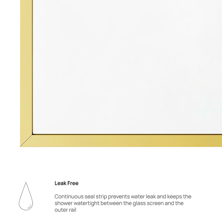 Finestra 34x74" Reversible Fixed Shower Door with Clear Glass in Brushed Gold