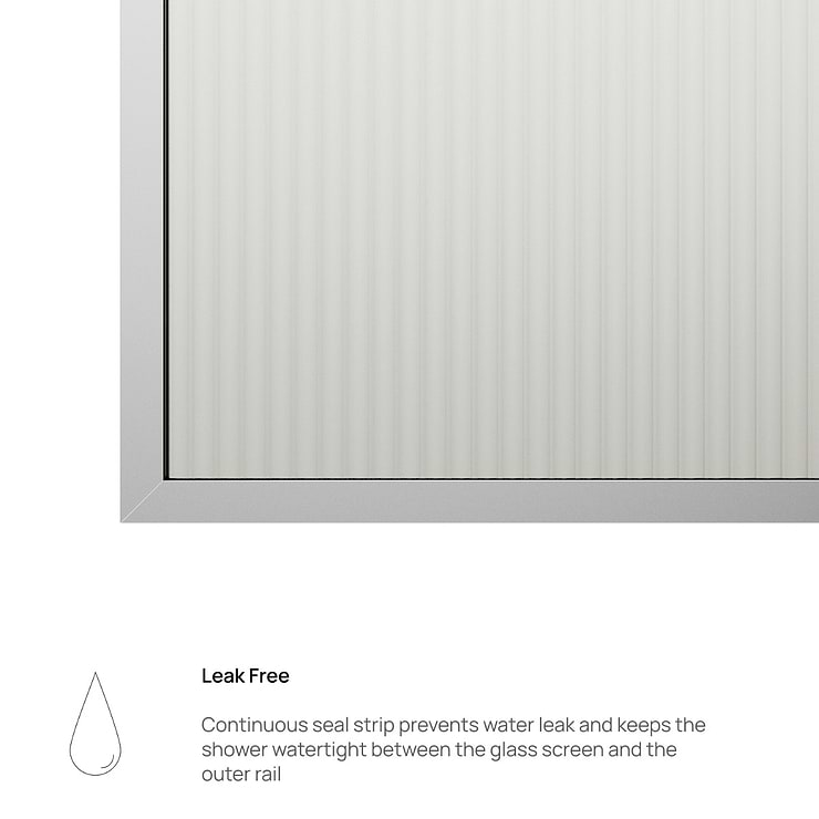 Finestra 34x74" Reversible Fixed Shower Door with Fluted Glass in Chrome