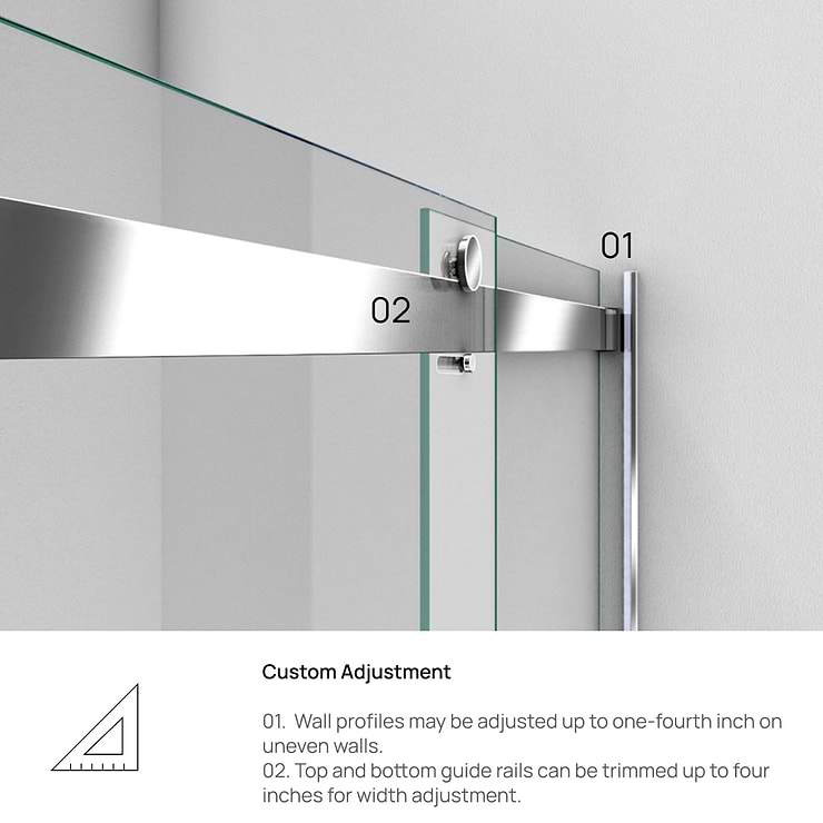 DreamLine Essence 48"x76" Reversible Sliding Shower Alcove Door with Clear Glass in Chrome