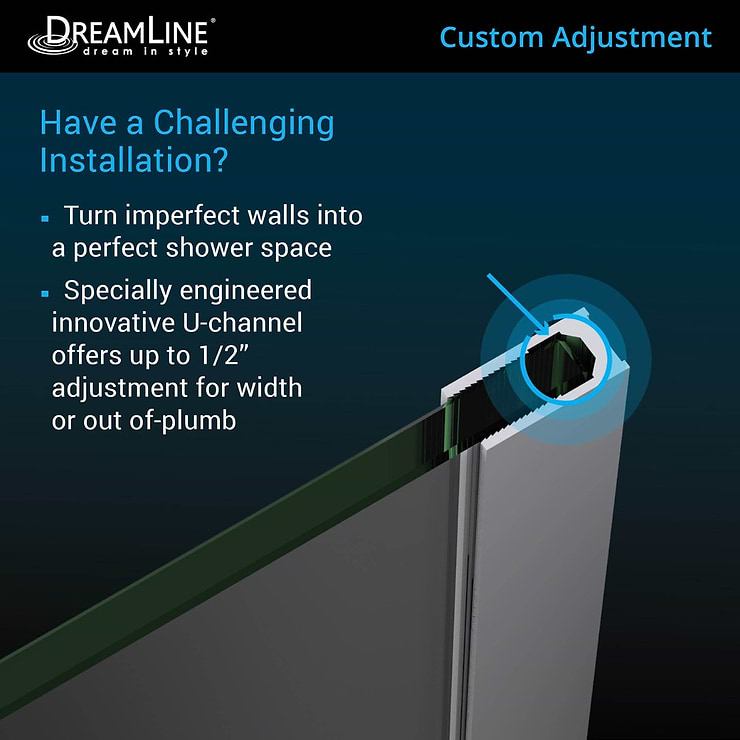 DreamLine Unidoor Plus 58-58x34.375x72" Reversible Hinged Enclosure Door with Clear Glass in Brushed Nickel