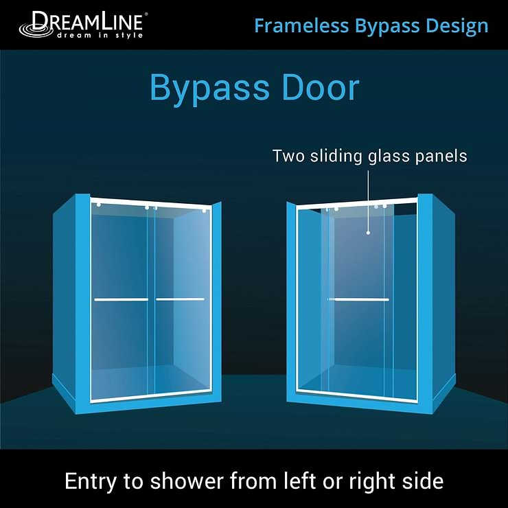 DreamLine Charisma 60x76" Reversible Sliding Shower Alcove Door with Clear Glass in Brushed Nickel