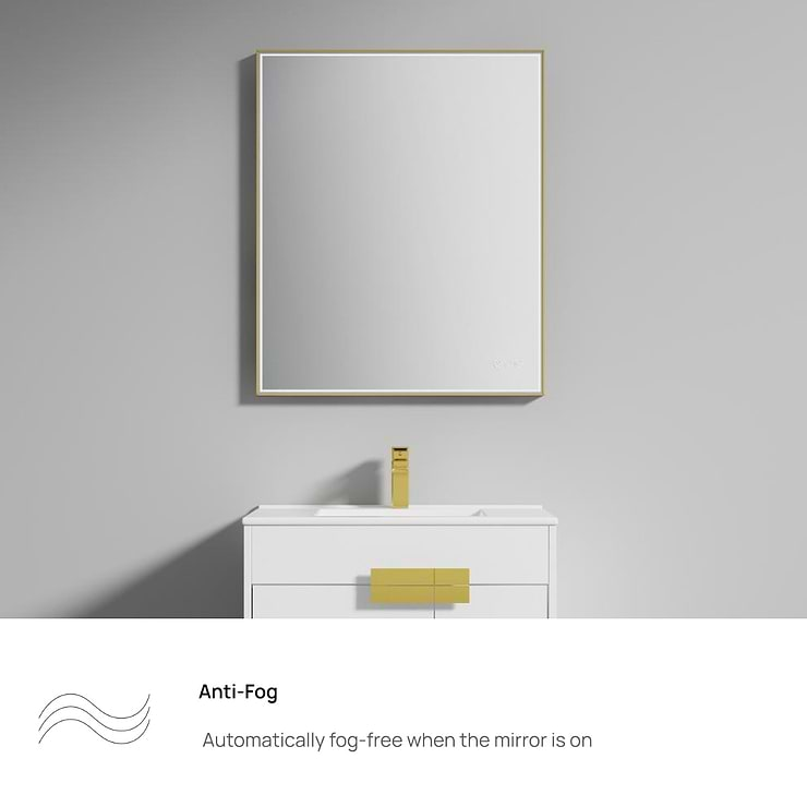 Mage Brushed Gold 36x36" Framed Square LED Mirror