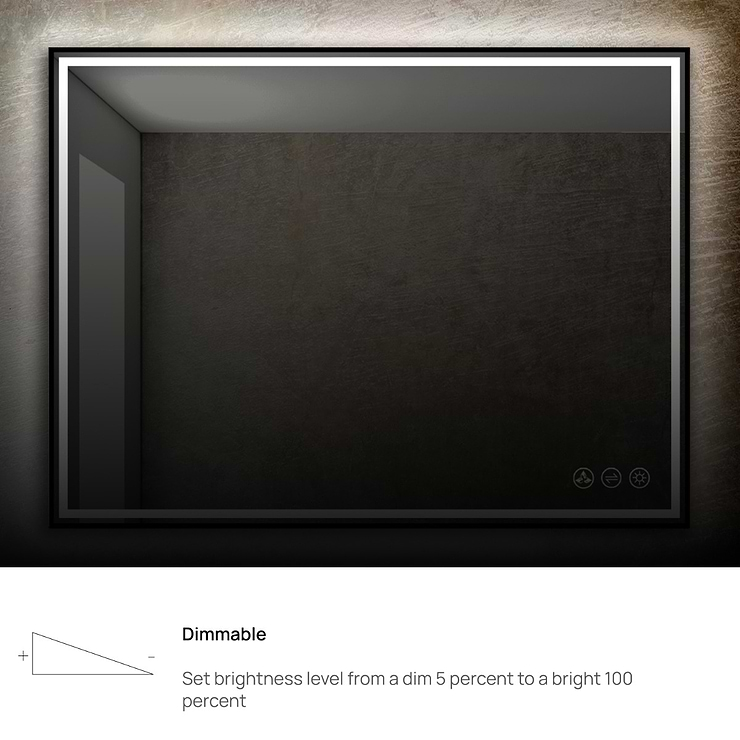 Mage Matte Black 48x30" Framed Rectangle LED Mirror