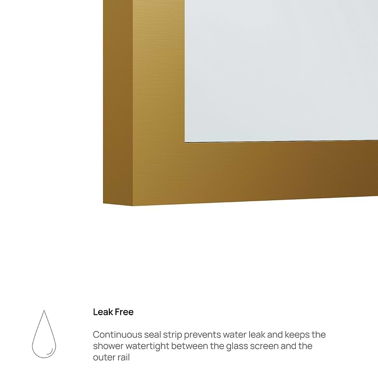 Finestra 34x74" Reversible Fixed Shower Door with Venetian Fluted Glass in Brushed Gold