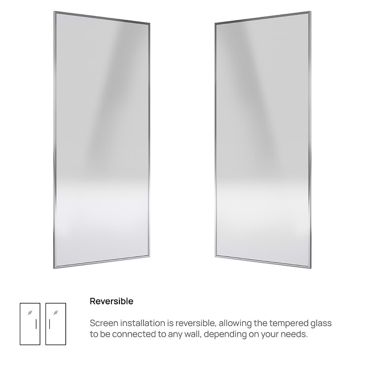 Finestra 34x74" Reversible Fixed Shower Door with Clear Glass in Chrome