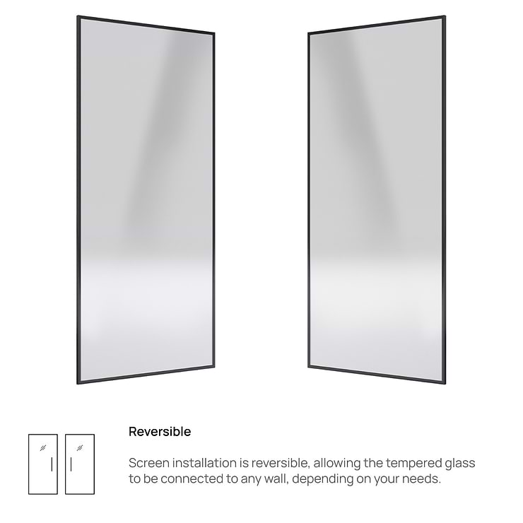 Finestra 34x74" Reversible Fixed Shower Door with Clear Glass in Matte Black