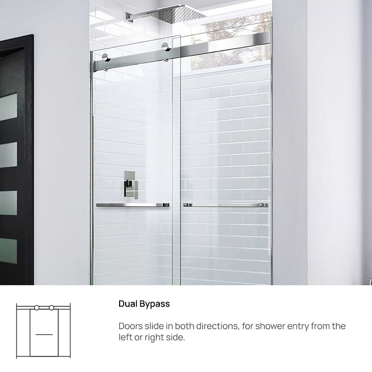 DreamLine Essence 60"x76" Reversible Sliding Shower Alcove Door with Clear Glass in Chrome
