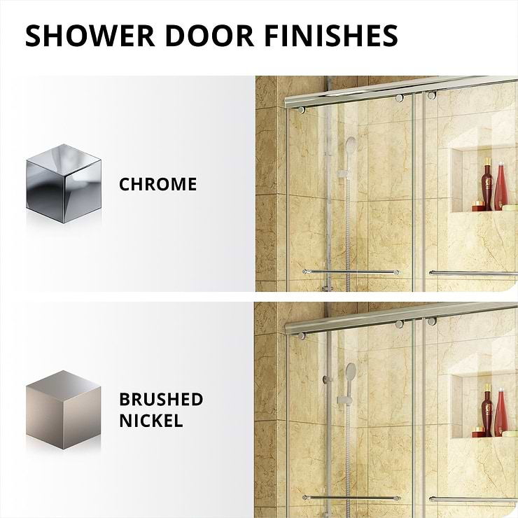 DreamLine Charisma 60x76" Reversible Sliding Shower Alcove Door with Clear Glass in Brushed Nickel