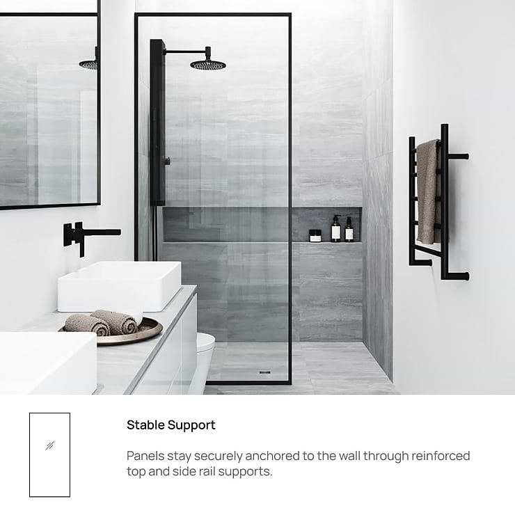 Finestra 34x74" Reversible Fixed Shower Door with Clear Glass in Matte Black