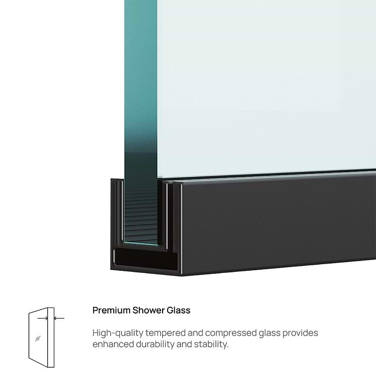 Finestra 34x74" Reversible Fixed Shower Door with Clear Glass in Matte Black