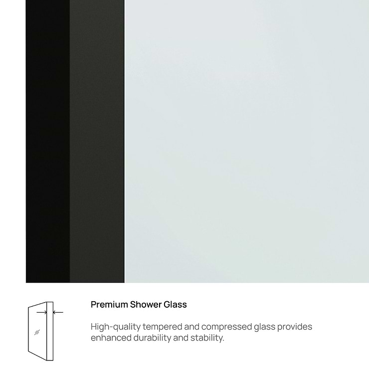 Finestra 34x62" Reversible Fixed Bathtub Door with Clear Glass in Matte Black