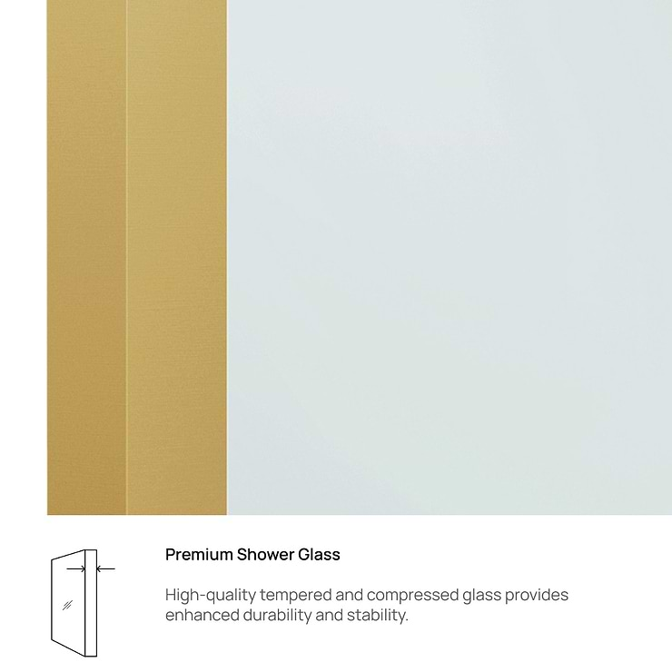 Finestra 34x62" Reversible Fixed Bathtub Door with Clear Glass in Brushed Gold