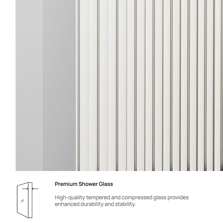 Finestra 34x74" Reversible Fixed Shower Door with Fluted Glass in Chrome