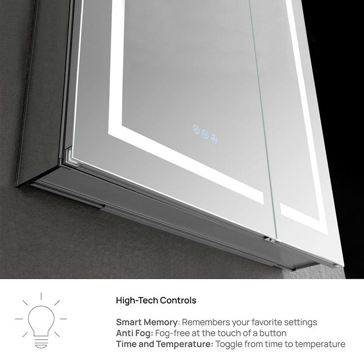 Rory Grooved 36x32" Rectangle Recessed or Wall Mounted LED Medicine Cabinet with Mirror