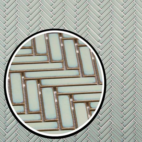 Kai Mint Green 1x2" Herringbone Glossy Porcelain Mosaic Tile