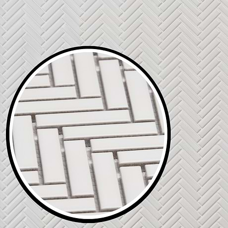 Kai White 1x2" Herringbone Matte Porcelain Mosaic Tile