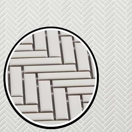 Kai White 1x2" Herringbone Glossy Porcelain Mosaic Tile