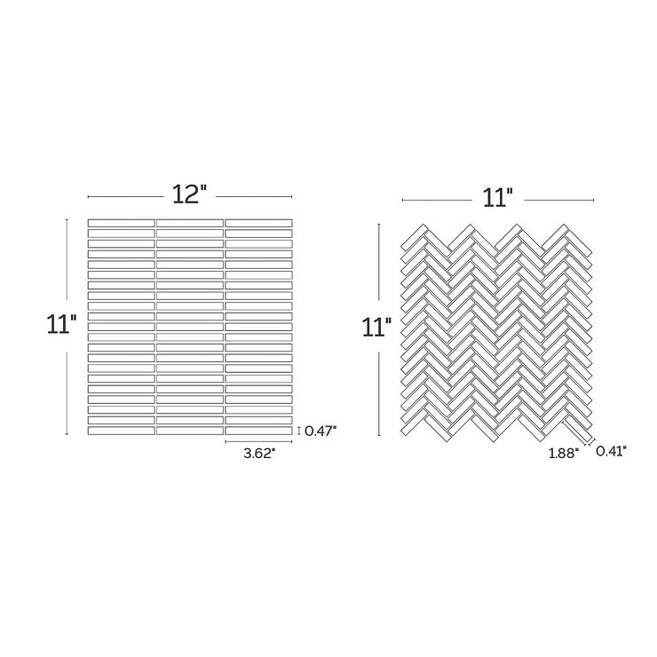 Kai White 1x2" Herringbone Matte Porcelain Mosaic Tile