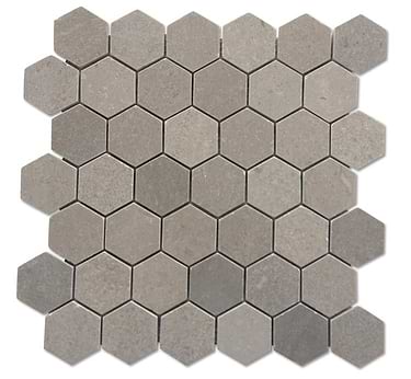 Lady Gray 2" Hexagon Honed Marble Mosaic