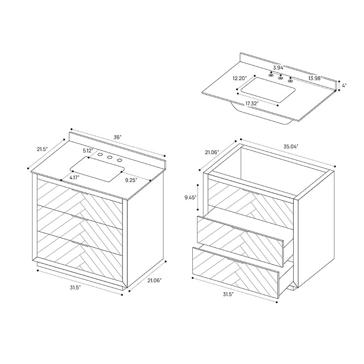 Marilyn Woodgrain 36" Single Vanity without Top